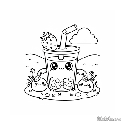 Boba Cup Hiding Behind Giant Mochi
