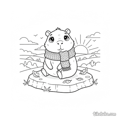 Capybara with Scarf at Sunset