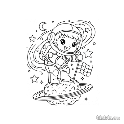 Astronaut on a Ringed Asteroid