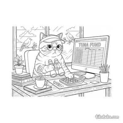 Cat Accountant at the Window