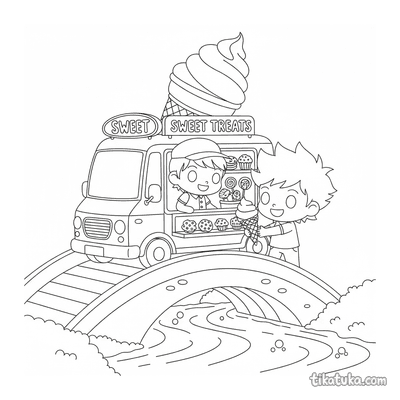 Chibi Ice Cream Truck on Bridge