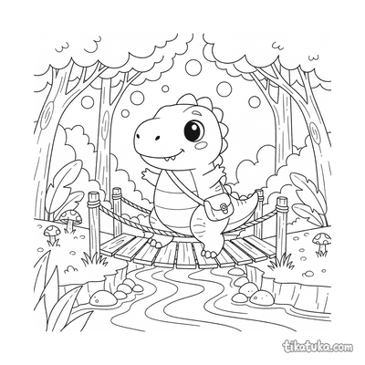 Dino Explorer on a Forest Bridge