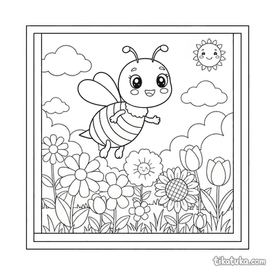 Little Bee in Flower Garden