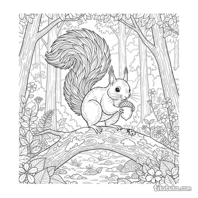 Squirrel on a Mossy Log