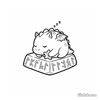 Plush Dragon Napping on Rune Stone