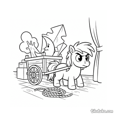 Pony Stagehand Pushing Prop Cart