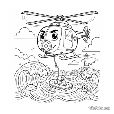 Rescue Helicopter Over Stormy Ocean