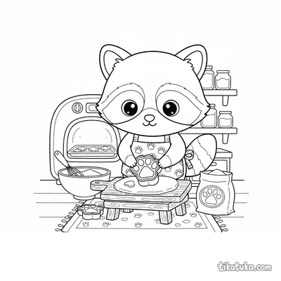 Raccoon Baking Cookies