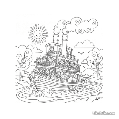Vintage Paddle Steamer on River Bend